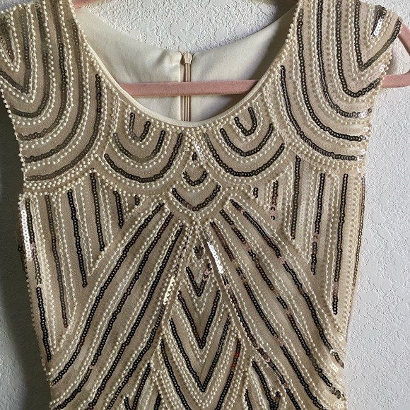 1920 Gatsby Retro. Style Beaded Sequin Fringe Cream Flapper Party Dress Size XS - Picture 4 of 16